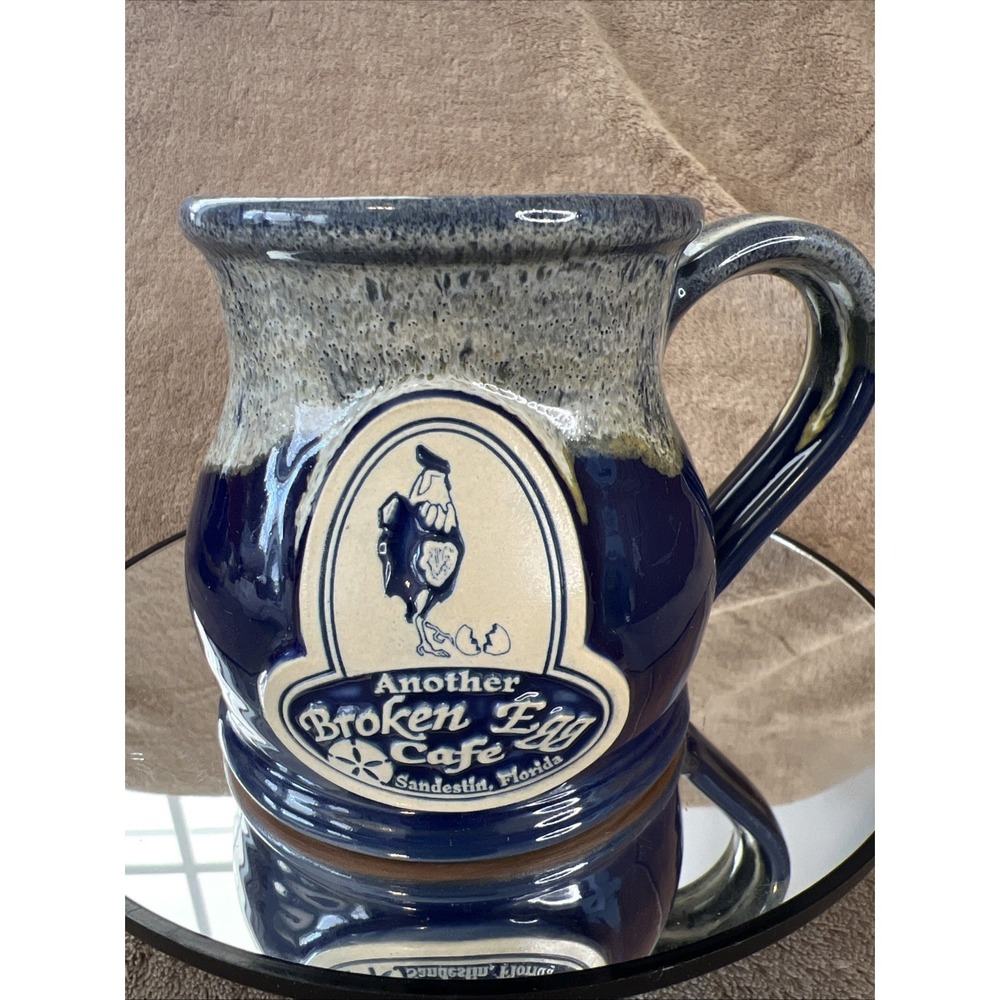 Deneen Pottery Another Broken Egg Cafe‎ Destin Florida Hand Thrown Blue Drip